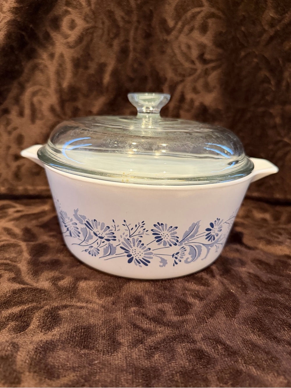 Vintage Pyrex 474-B Colonial Mist Blue Floral Casserole with Glass Lid 1.5 Quart